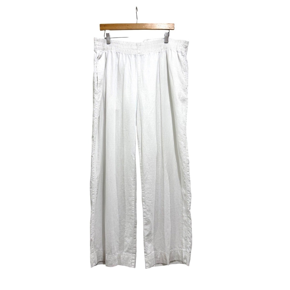 Old Navy White Linen Blend High Rise Wide Leg Pants XL Comfort Waistband